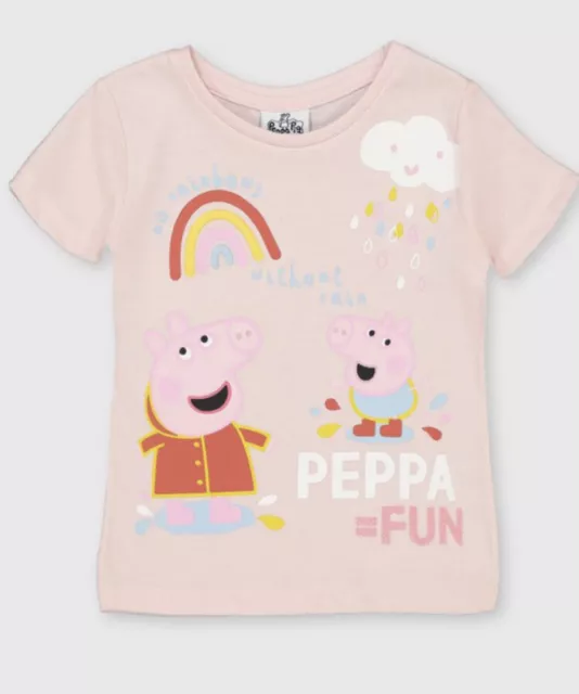 TU Peppa Pig Pink Rainbow T shirt 2-3 Years New
