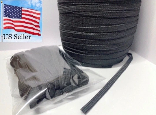 10 yards Elastic Band 1/4" Spandex/make face mask/ear string/trim T181-5mm-Black