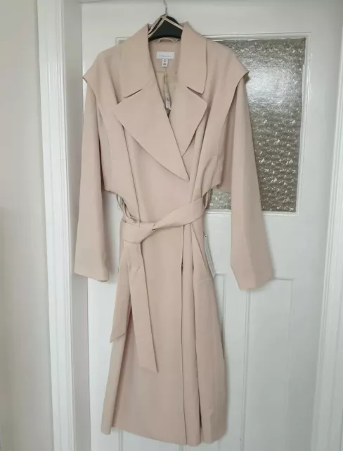TOPSHOP FREYA CREAM Lipped Shoulder Trench Duster Coat UK 12 BNWT