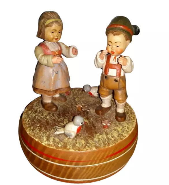 Vintage Thorens Swiss Music Box Switzerland Children Birds NOT WORKING Edelweis