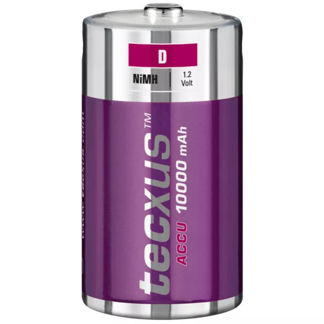 Tecxus Akku Batterie Mono D 1,2V HR20 1000mAh Ni-MH Wiederaufladbar Blister 2