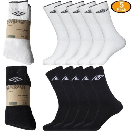 Umbro Hommes SPORTS Chaussettes Coton Majoritaire Souple Matelassé 5Pairs Ras UK