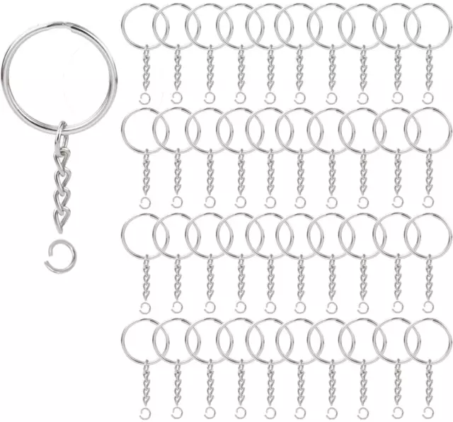 100 Pack Key Ring With Chain And Open Jump1 Inch Split Round Keychain Rings Bulk