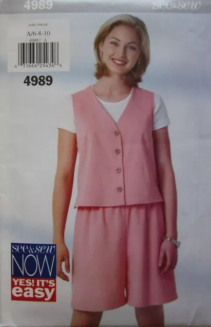4989 Vintage Butterick SEWING Pattern Misses Top Culottes Shorts UNCUT OOP FF