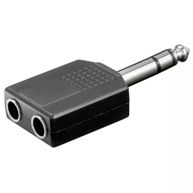 2 St.Audio-Adapter 6,35mm Klinke stereo Stecker>2x6,35 mm stereo Kupplung