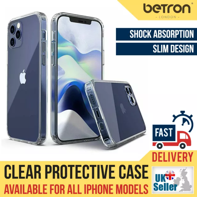 Clear Case For iPhone 15 14 13 12 Screen Protector Shockproof Silicone Gel Cover 2