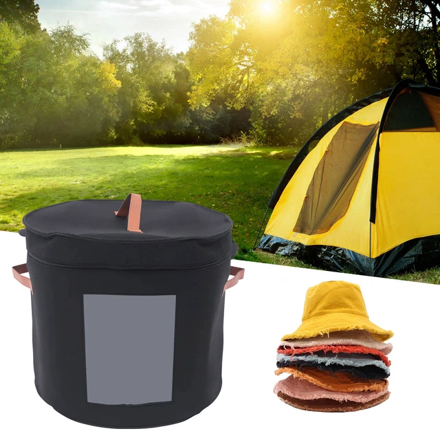 Portable Hat Storage Box Large Round Clothes Organizer Folding Towels Carrier
