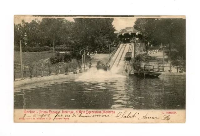 Torino 1902 Prima Esposizione d'Arte Decorativa Toboga Cartolina Viaggiata