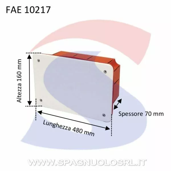 Scatola Di Derivazione Da Incasso 480X160X70 Con Coperchio Bianco Verniciabile