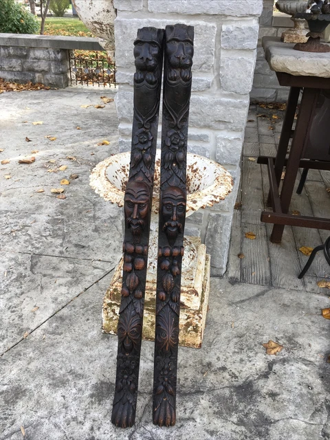 Antique Caryatids Architectural Salvage Matching Pair Lions Claw Feet 47”T