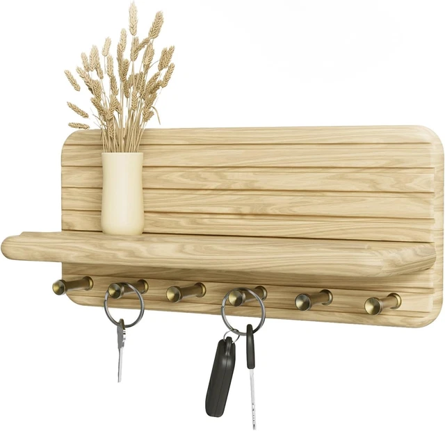 Organizzatore Per Chiavi Per Casa Portachiavi Da Parete Legno Portachiavi Da Parete In Legno Con 6 Ganci E Ripiano - Per Chiavi, Posta, Decorazione Ingresso Organizzatore Posta E Chiavi Ganci Legno Organizzazione