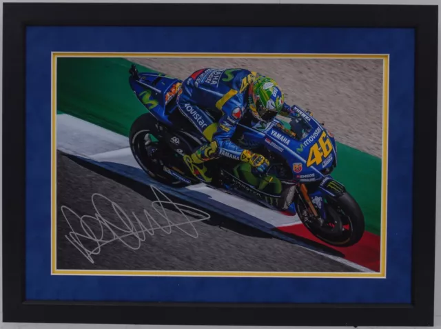 Valentino Rossi Hand Signed Yamaha Motogp Framed Photo Display Proof 12.