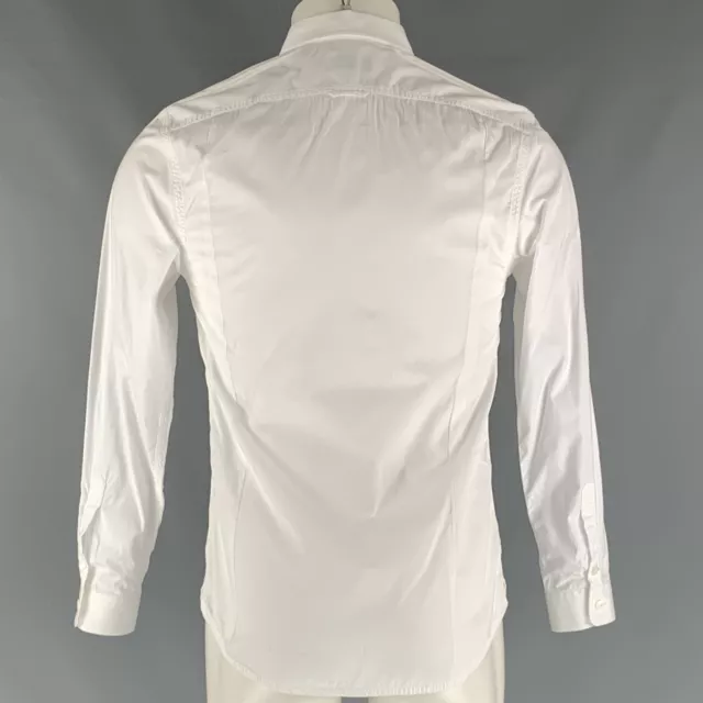 BURBERRY PRORSUM Size 38 White Solid Cotton One Pocket Long Sleeve Shirt 3