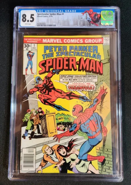 Spectacular Spider-Man 1 cgc 8.5 White Pages Custom Label First app Tarantula