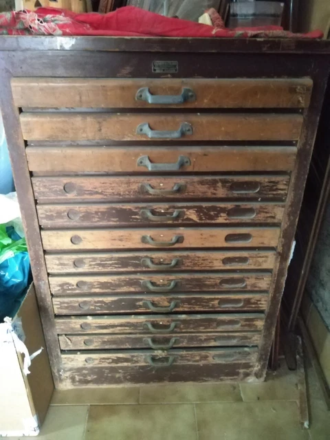 antico mobile da tipografo vintage badia polesine xilografia italiana