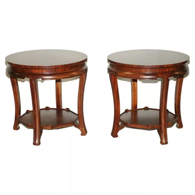 Stunning Pair Of Rrp £10,050 Ralph Lauren Side End Lamp Wine Tables Lovely Patin