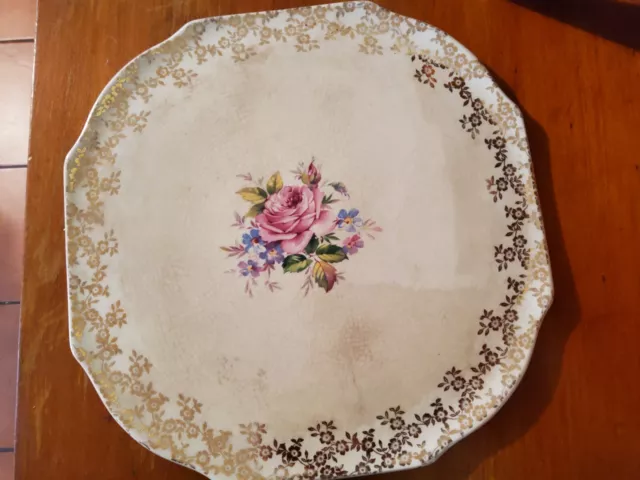 Vintage Serving Rose Cake Plate Elijah Cotton Ltd Staffordshire England