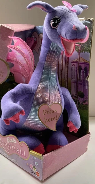 BARBIE RAPUNZEL PENELOPE Plush Dragon With Heart Locket Moves