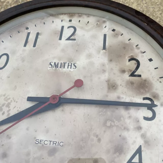 Untested Untidy Smiths Sectric Vintage Electric Wall Clock 13” 3