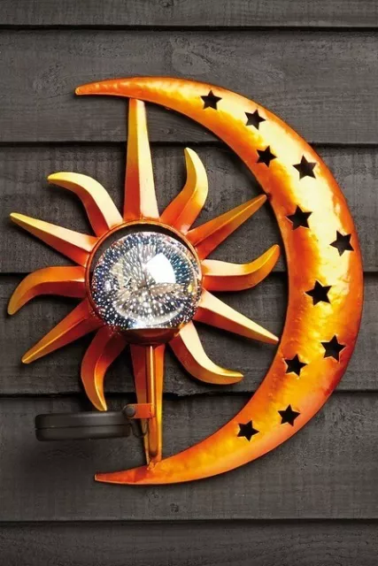 Solar Star Studded Moon Plaque LED Decorative Garden Light Wall Art Cosmo 6299 2