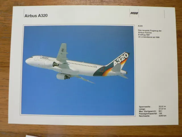 O291 Brochure Flyer Airbus A320 Airplane German Language 2 Pages Ab 1988