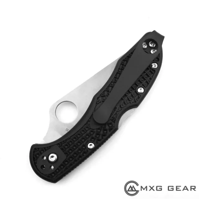 Black Titanium Deep Carry Pocket Clip Made For Spyderco Delica 4 Knife