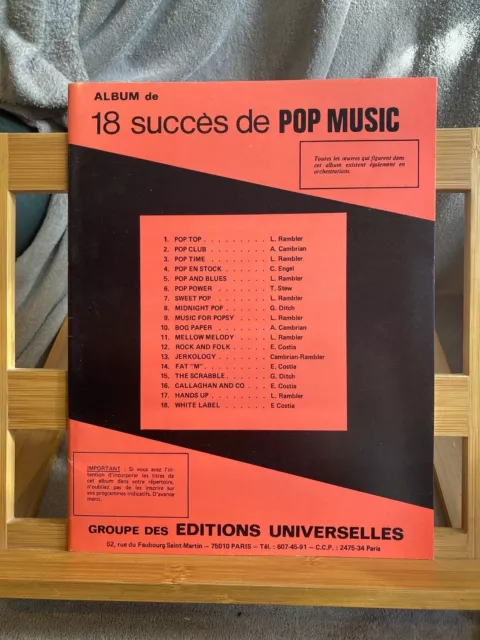 18 succès de pop music accordéon piano partition éditions Universelles