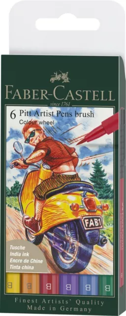Faber Castell Tuschestift Tusche Stift Pitt Artist Pen Brush Colour 6Er Neu