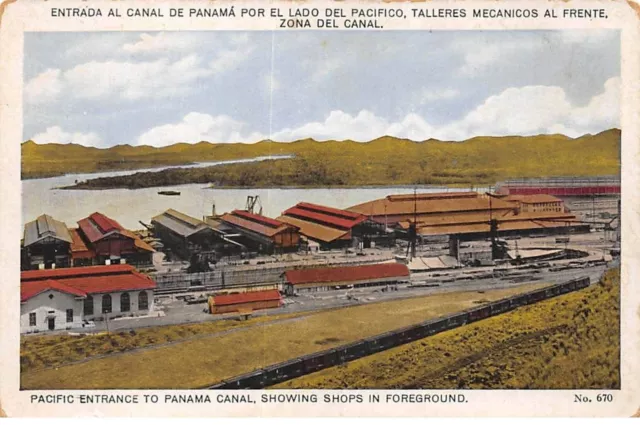 PANAMA - SAN39479 - Pacific Entrance to Panama canal, Showing shops in Foregro