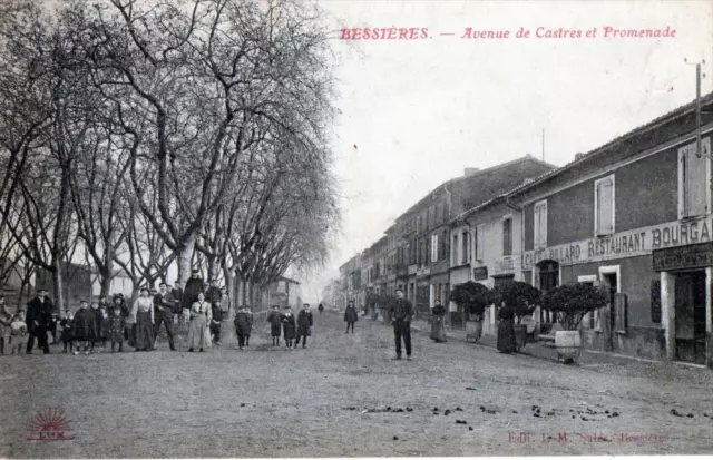 CPA 31 BESSIERES AVENUE DE CASTRES ET PROMENADE (animated CPA