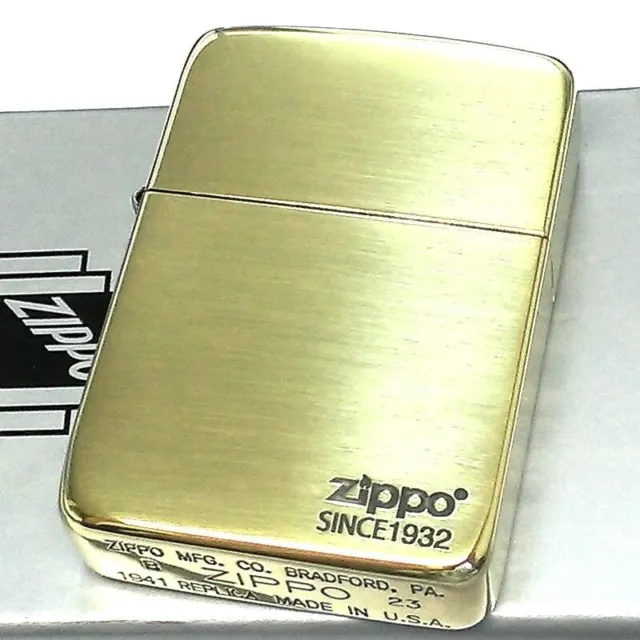 Zippo Oil Lighter 1941 Replica Nickel Mirror Logo Design Gold Japan New