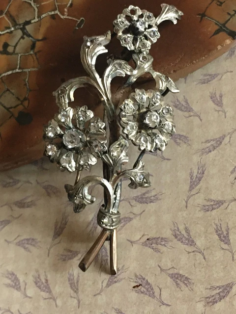 Broche Ancienne Fleurs En Argent Vermeil - Georges Legros - Vintage - Bon état