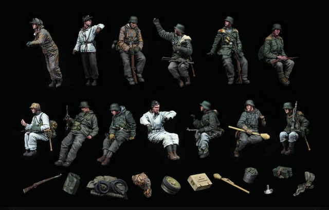 Figurines Soldat WW2 En Résine 1:35 - Lot De 2 - Non Peintes - Pour Maquettistes