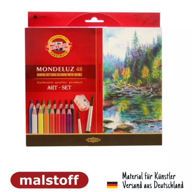 48 Koh-I-Noor Aquarellbunstifte mit Pinsel und Spitzer bei Malstoff