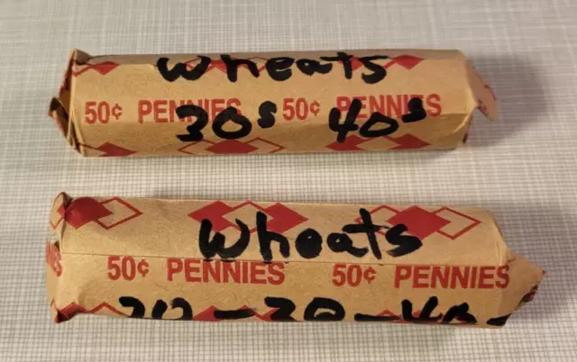 2 Rolls  LINCOLN WHEAT CENT PENNY  Lot Unsearched Mixed Mints