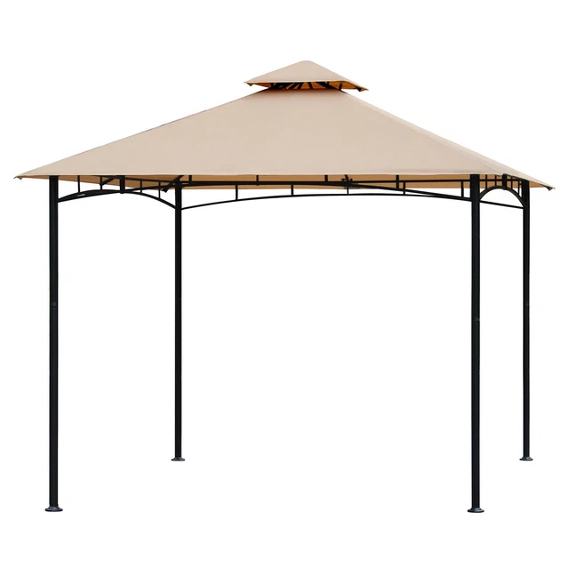 Grillpavillon Taupe Pavillon Wasserdicht BBQ Grillzelt Doppeldach Garten Zelt