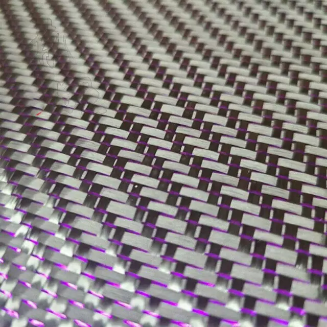3K Carbon Fiber & Metallic Purple Reflection Mixed Cloth Twill Weave 100*50cm