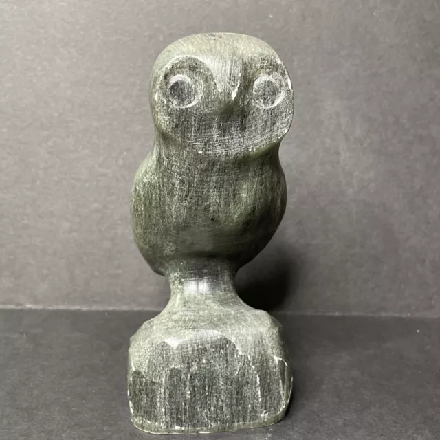 Vintage Genuine Inuit Soapstone Snow Owl Sculpture Carving Cape Dorset Dimu