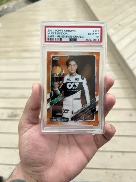 2021 Topps Chrome Formula 1 #173 Yuki Tsunoda Sapphire Orange /25 PSA 10