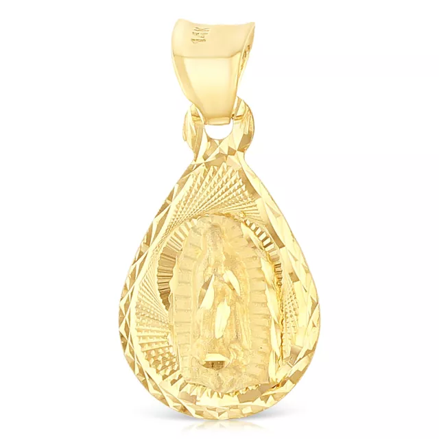 14K Yellow Gold Virgin Mary Guadalupe Stamp Religious Pendant Charm