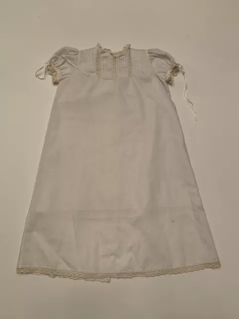 Vintage Baby Gown Christening Baptism Off White Lace Detail Slip Long *FAST SHIP