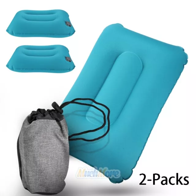 2Pack Inflatable Travel Pillow Foldable Lumbar Car Office Back Waist Cushion US