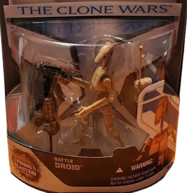 New 2008 Hasbro Star Wars The Clone Wars 3.75" Battle Droid Action Figure Sealed