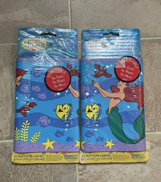 LOT OF 2 Vintage Little Mermaid Border Wallpaper 5 Yards Removable Self Stick