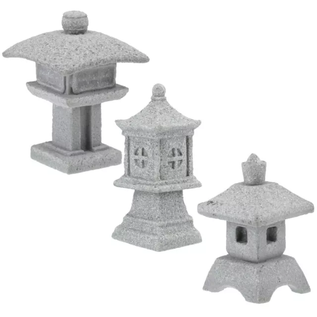 3pcs zen garden tools accessories Micro Landscape Ornaments Retro Tower Model