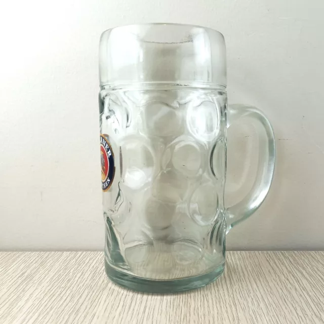 Paulaner Munchen RASTAL Beer Mug HUGE 1 Litre Stein Printed Logo Bar Collectable