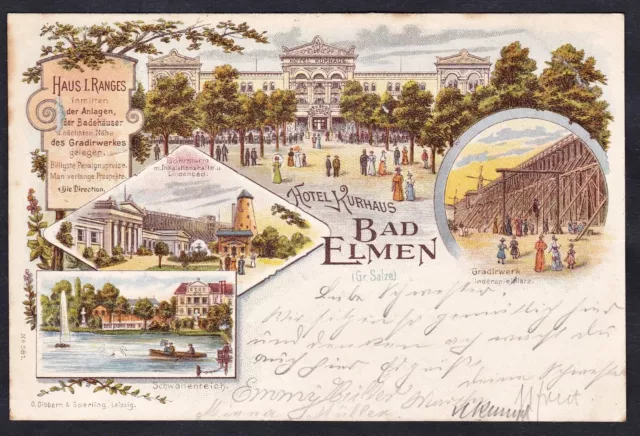 Hôtel Spa Bad Elmen Carte Postale Ak Litho