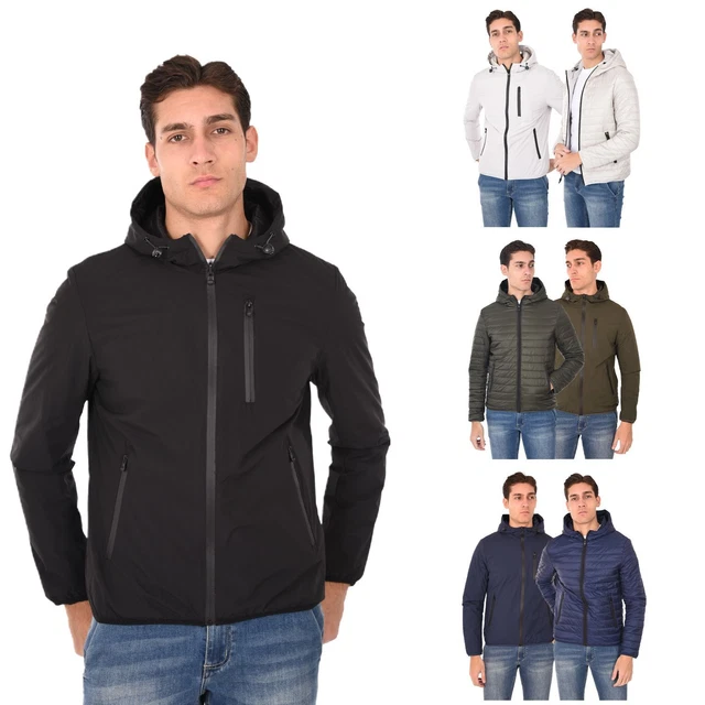 Piumino Uomo 100 Grammi Leggero Double Face Giubbotto Primaverile Cappuccio