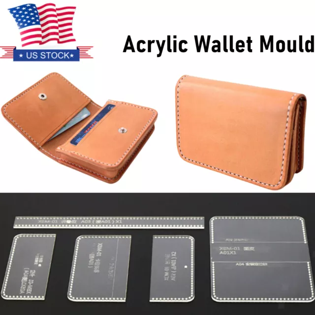 Acrylic Wallet Mould Pattern DIY Leather Craft Tool Stencil Template Wallet 5pcs