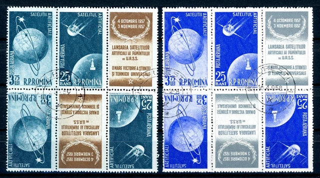 Rumänien 2 Kehrdruck-Sechserblocks 1677-1680 gestempelt Raumfahrt #GB397